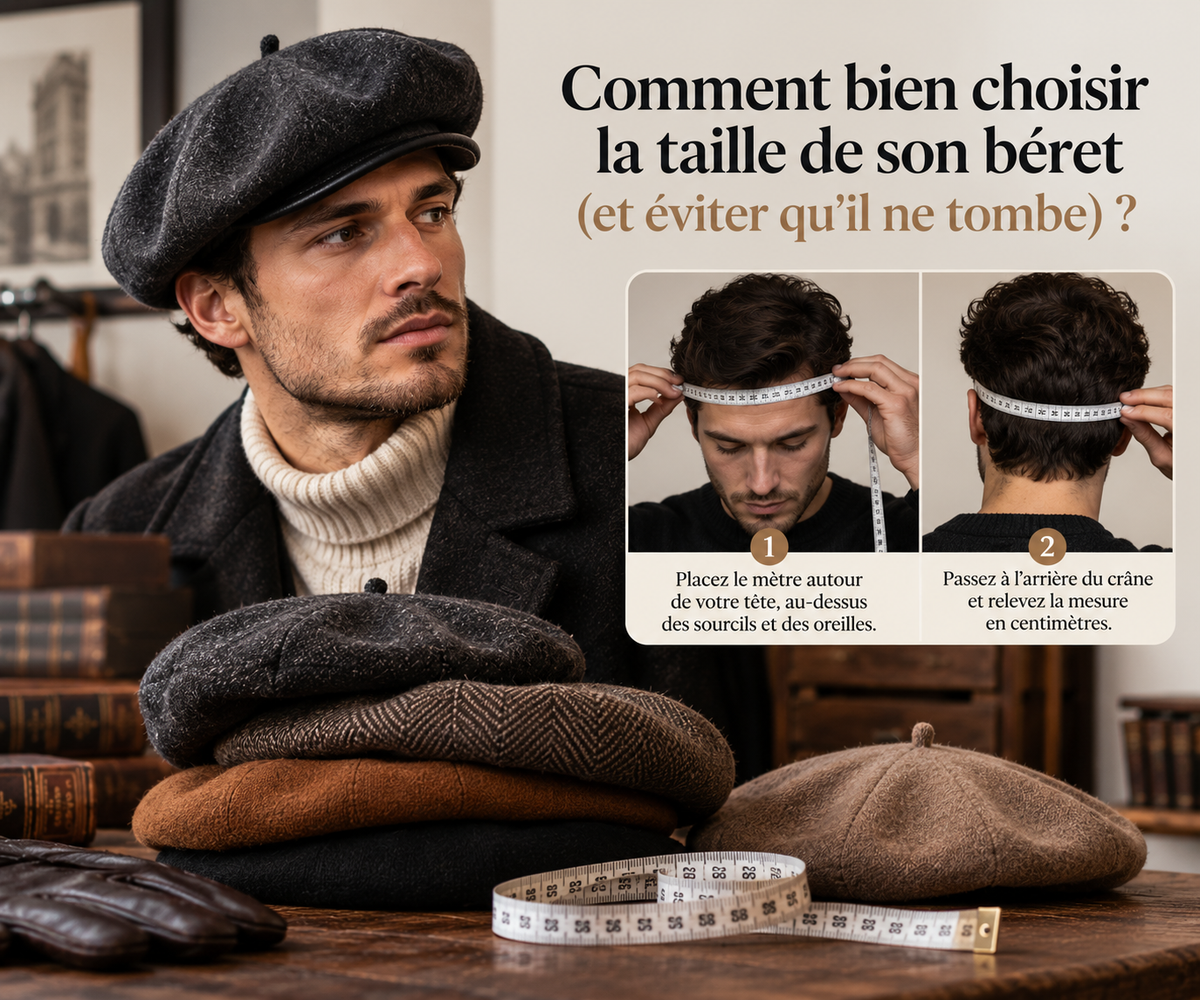 Comment choisir la taille de son béret : mesurer son tour de tête avec un mètre ruban pour trouver la bonne taille