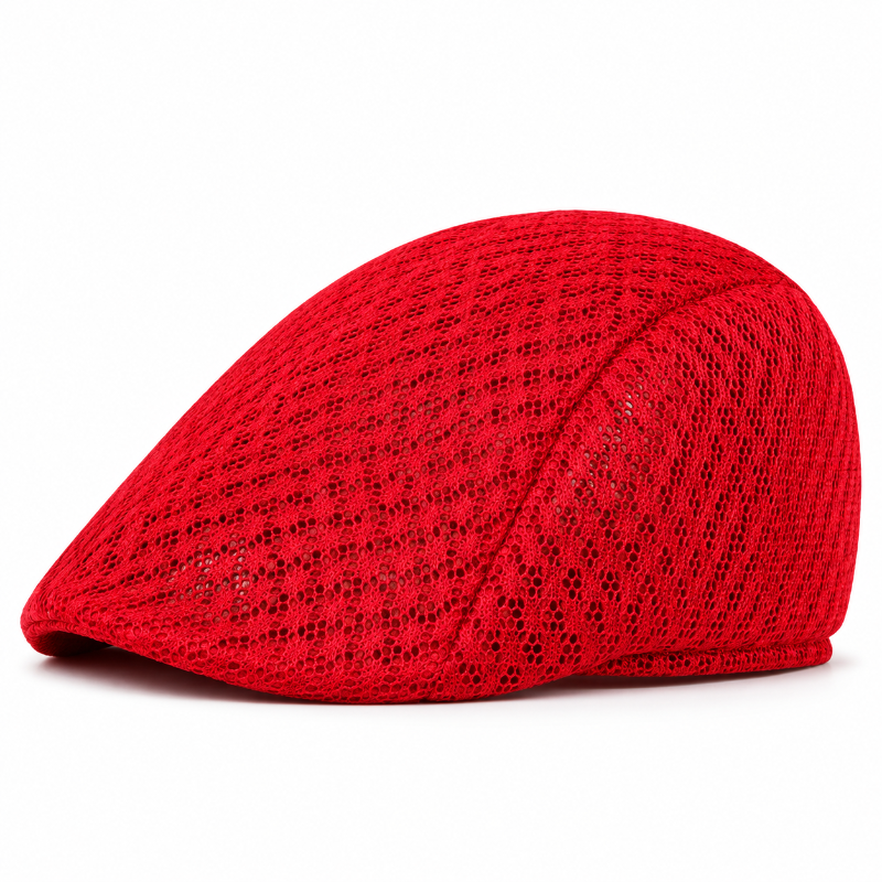 Béret casquette garçon en maille rouge