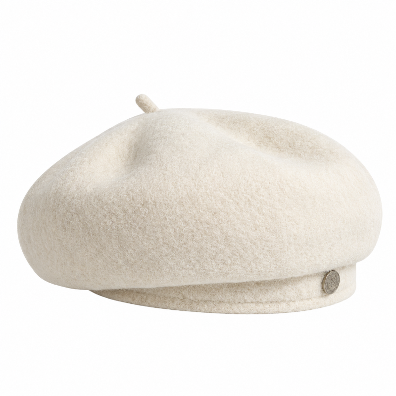 Béret femme blanc en laine mélangée Élise face 