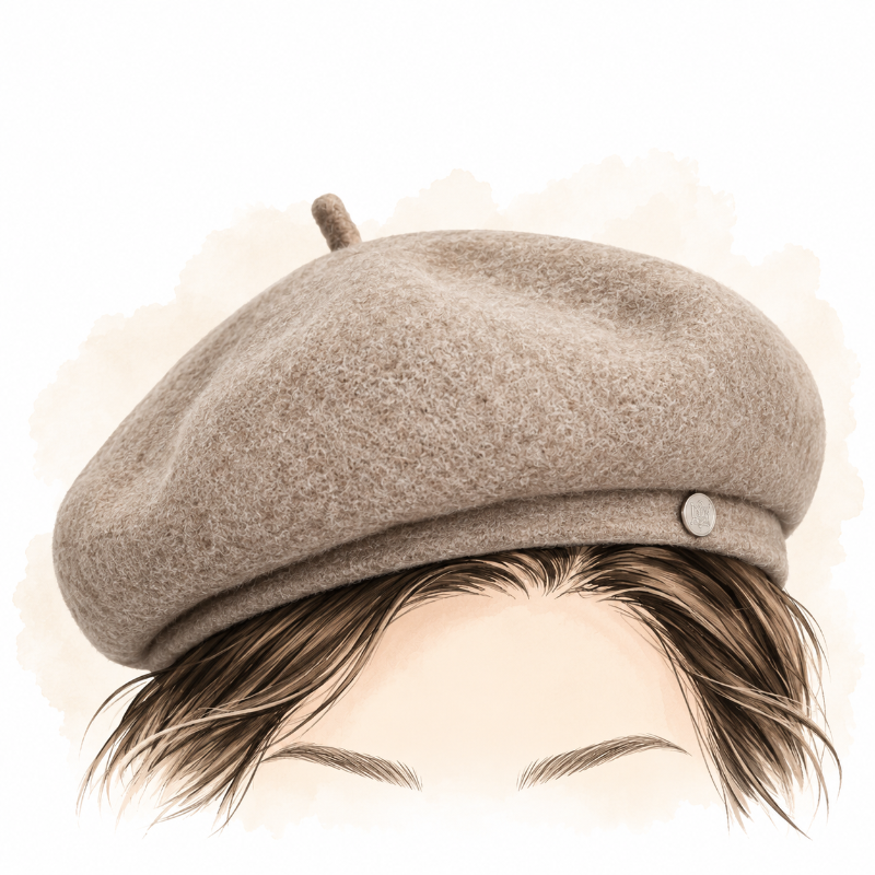Béret femme en laine mélangée Élise porté 