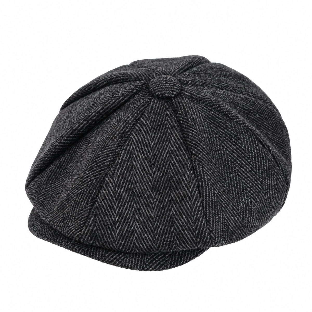 Beret casquette gavroche style Peaky Blinders en lin - Noir