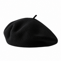 Béret basque homme en laine mélangée noir