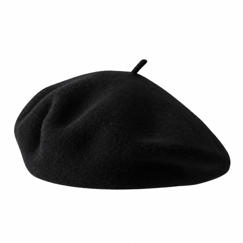 Béret basque homme en laine mélangée noir