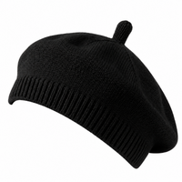 Béret bébé Camille noir en maille tricotée