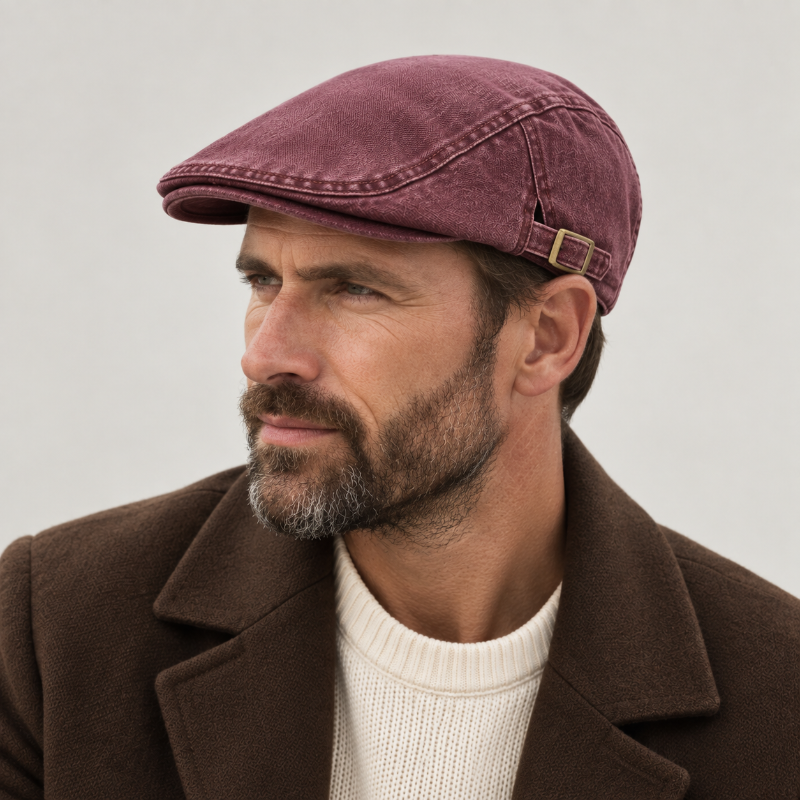 Béret casquette en coton Léon porté de profil