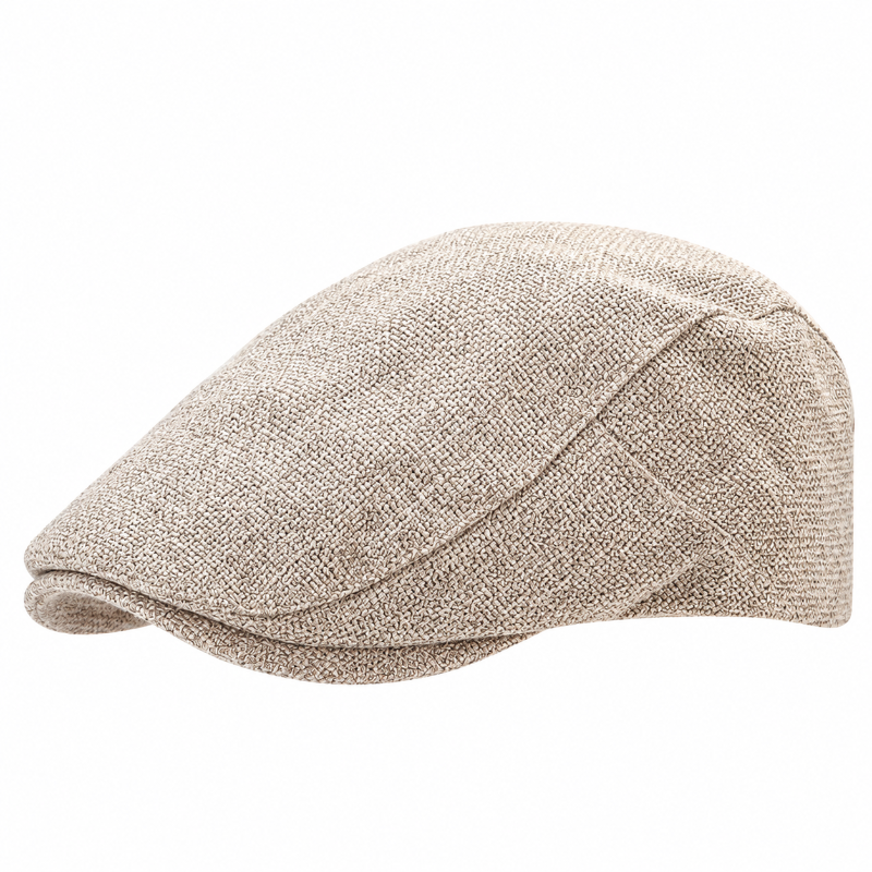 Béret casquette en lin Émile blanc à visière courte