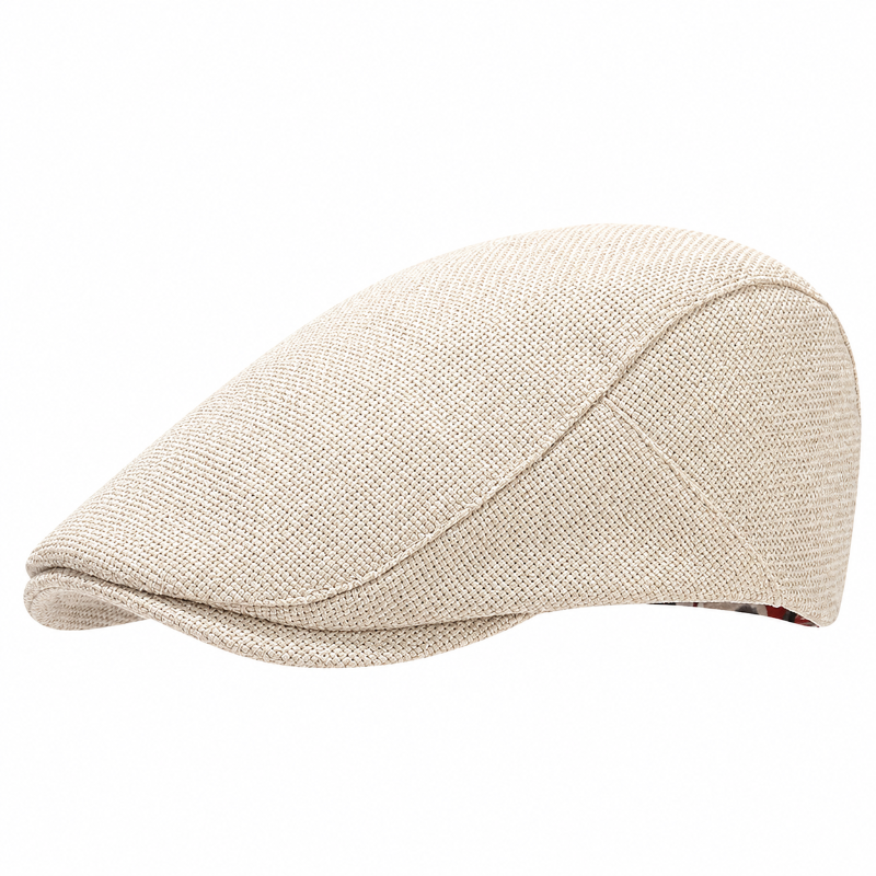Béret casquette en lin Émile blanc à visière courte