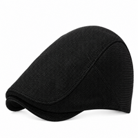 Béret casquette en lin Émile noir à visière courte
