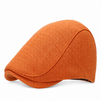 Béret casquette en lin Émile orange à visière courte
