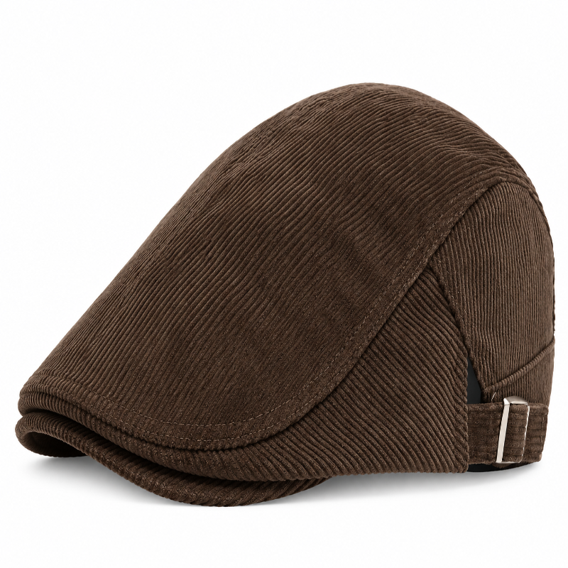 Béret casquette en velours côtelé Oscar marron 