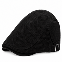 Béret casquette en velours côtelé Oscar noir 