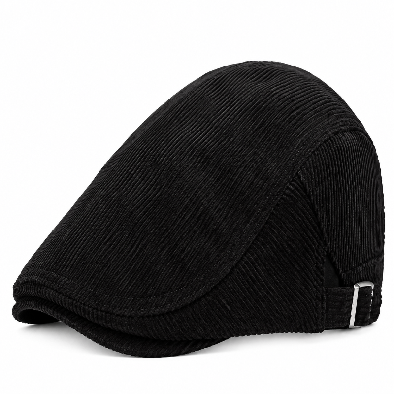 Béret casquette en velours côtelé Oscar noir 