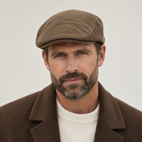 Béret casquette en velours côtelé Oscar porté de face