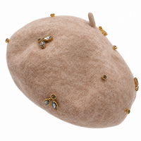 beret femme beige bijoux orné de decoratifs