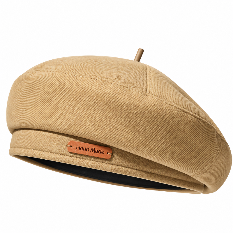 Béret femme français beige à forme arrondie