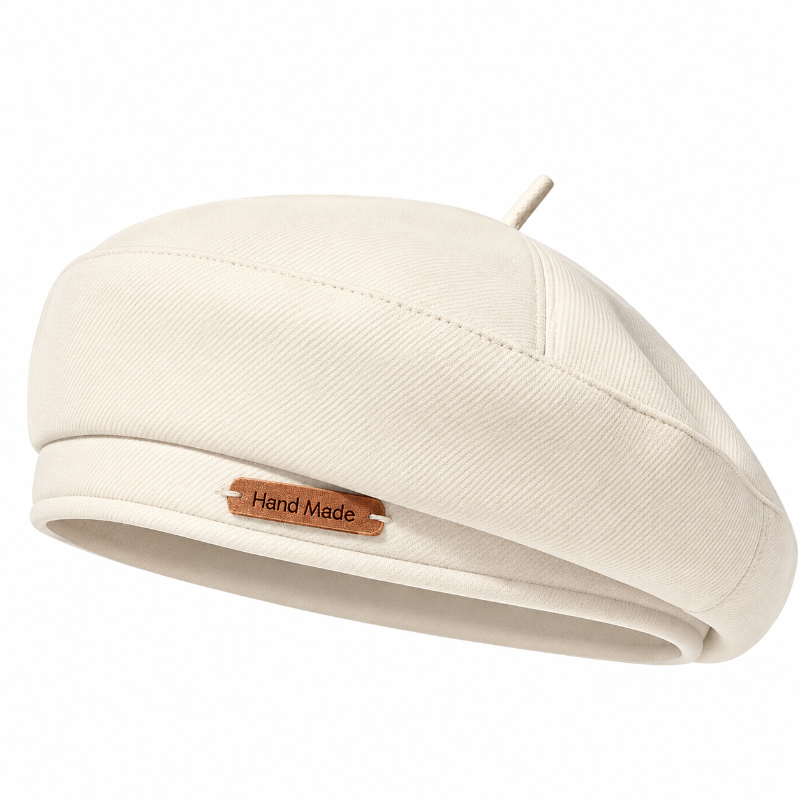 Béret femme français blanc à forme arrondie