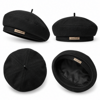 Détails du béret femme français noir et de sa bordure