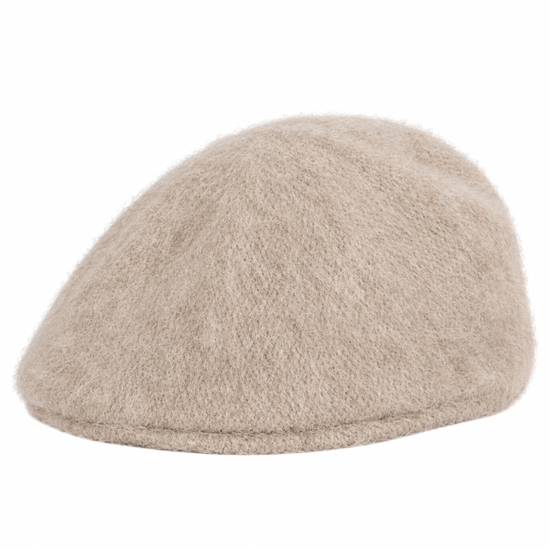 Béret femme beige en maille duveteuse face