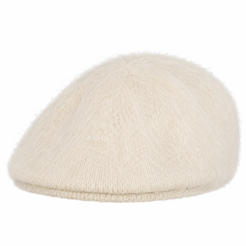 Béret femme blanc en maille duveteuse face