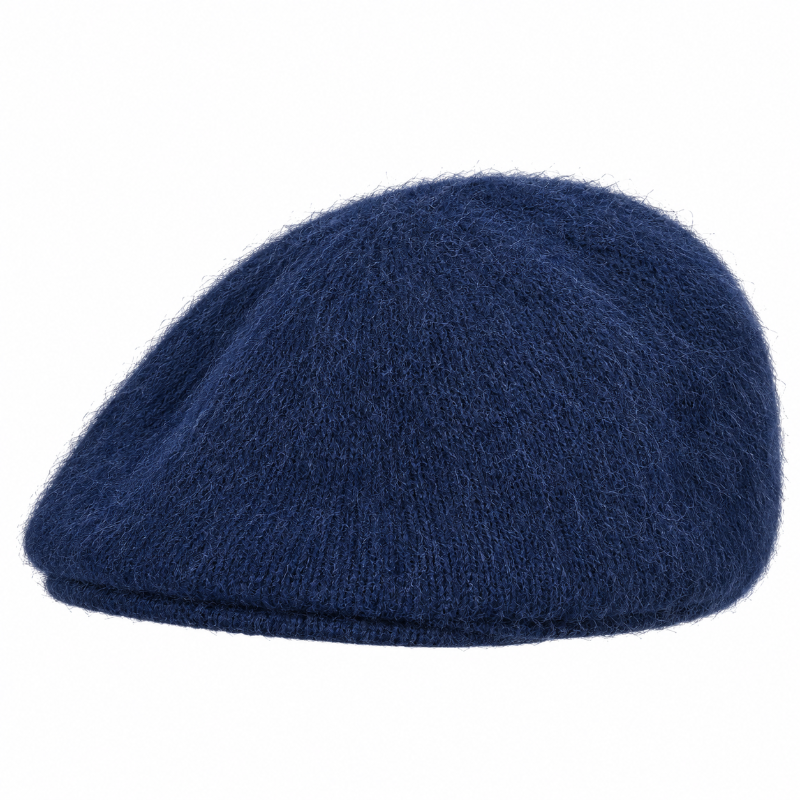 Béret femme bleu en maille duveteuse face
