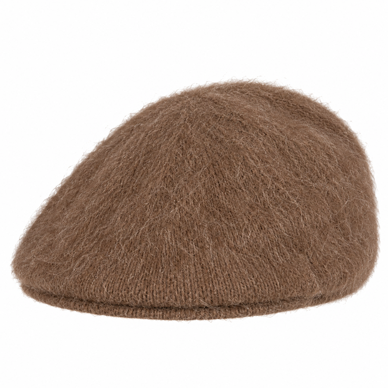 Béret femme marron en maille duveteuse face