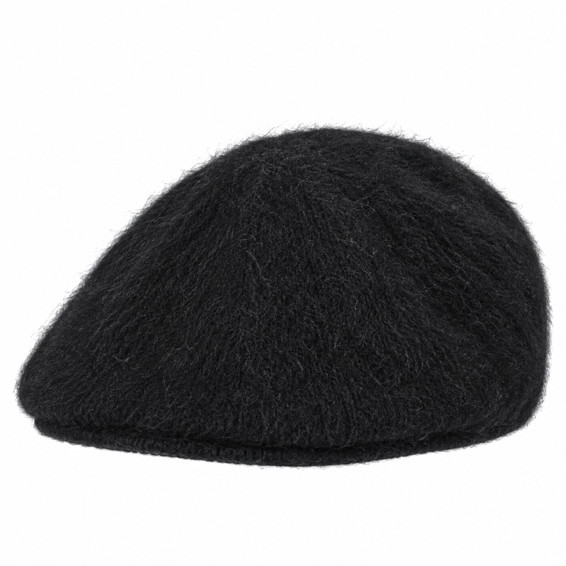 Béret femme noir en maille duveteuse face