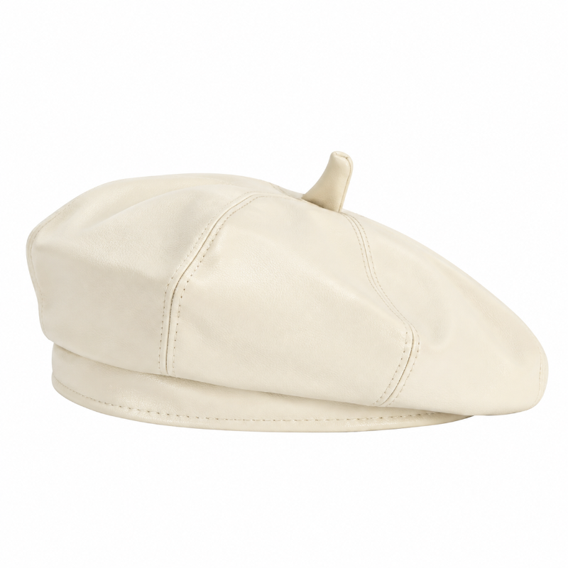 Béret femme en simili cuir Victoire blanc