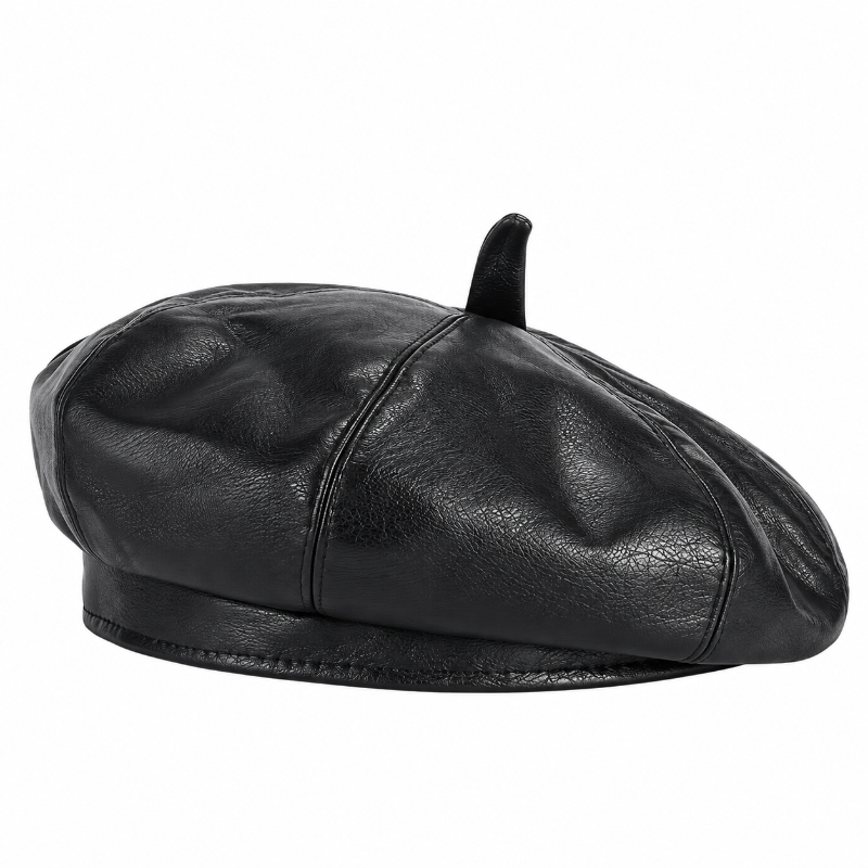 Béret femme en simili cuir Victoire noir