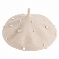 Béret fille blanc orné de perles