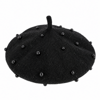 Béret fille noir orné de perles