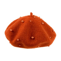 Béret fille orange orné de perles