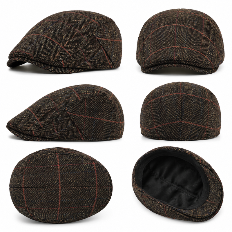 Béret homme marron à chevrons details 