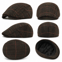 Béret homme marron à chevrons details 