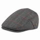 Béret homme gris à carreaux rouges style casquette plate