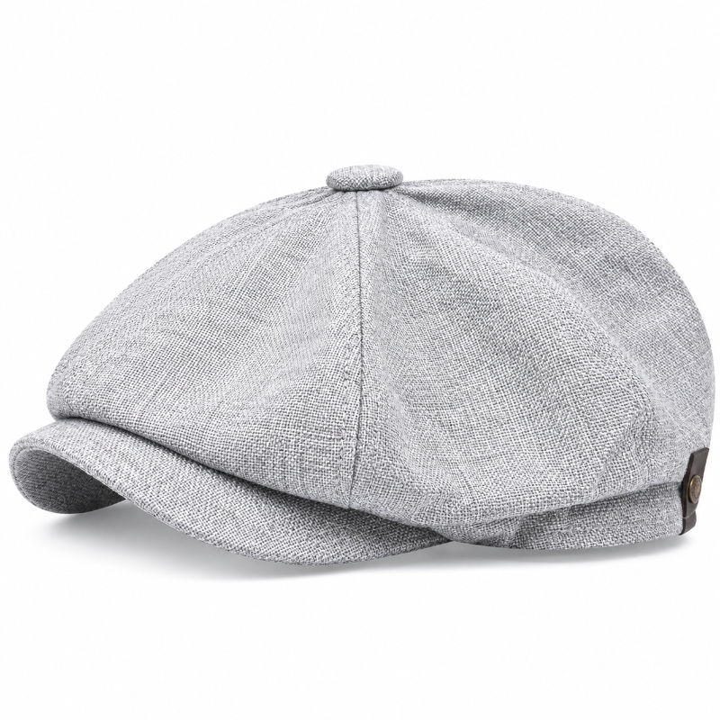 Béret homme gris claire à visière avec bouton central
