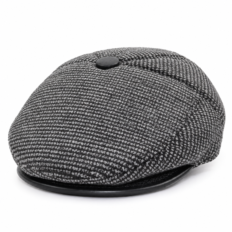Béret homme gris à visière vu de face