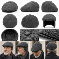 Béret homme gris noir à visière details et angles 