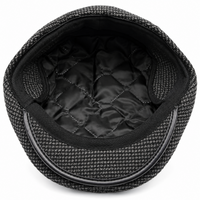 Béret homme gris noir à visière vu interieur 