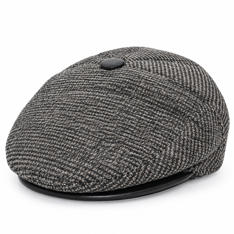 Béret homme gris marron à visière vu de face