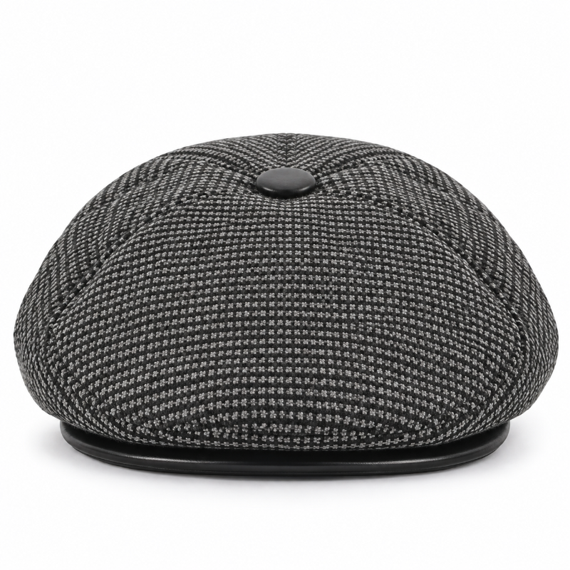 Béret homme noir à visière vu de face