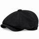 Béret homme noir à visière avec bouton central