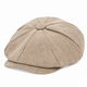 Béret Peaky Blinders beige à motif chevrons