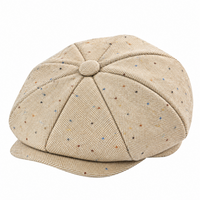 Béret Peaky Blinders beige à motif chevrons et tache 