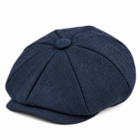Béret Peaky Blinders beige à motif chevrons