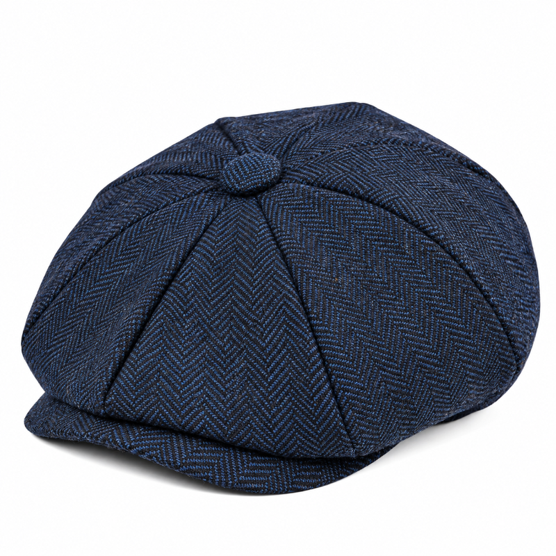 Béret Peaky Blinders beige à motif chevrons