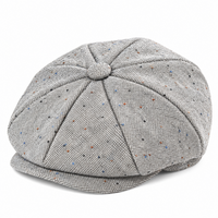Béret Peaky Blinders gris avec tache à motif chevrons