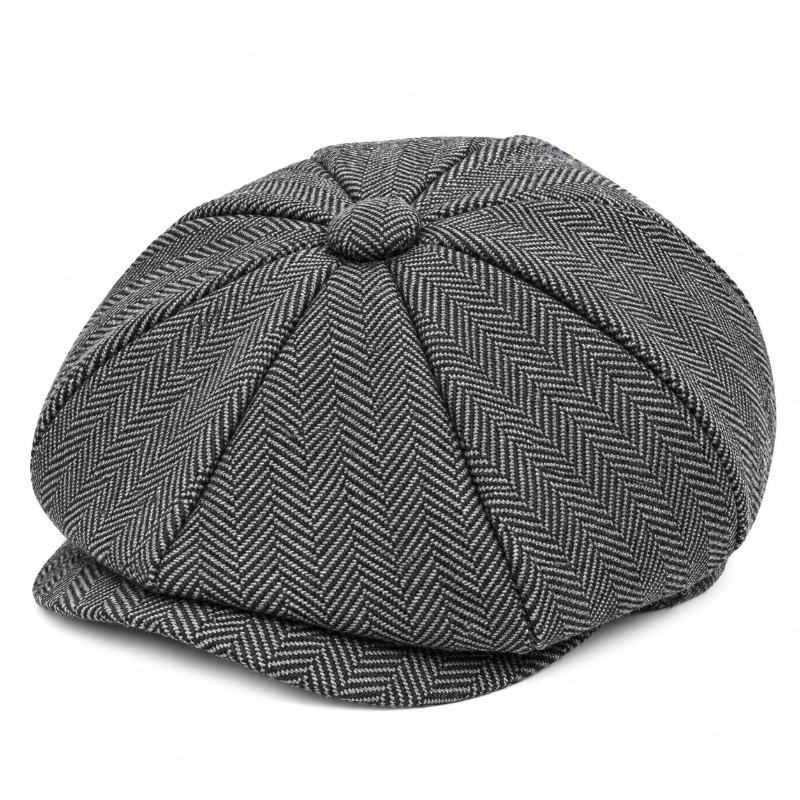 Béret Peaky Blinders beige à motif chevrons