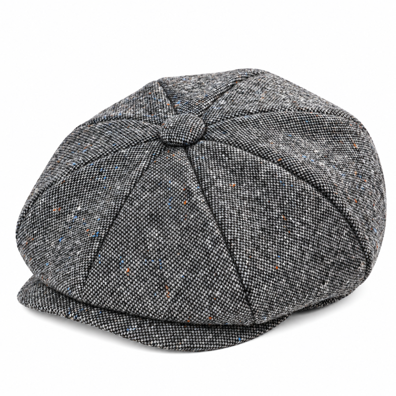 Béret Peaky Blinders gris tache à motif chevrons