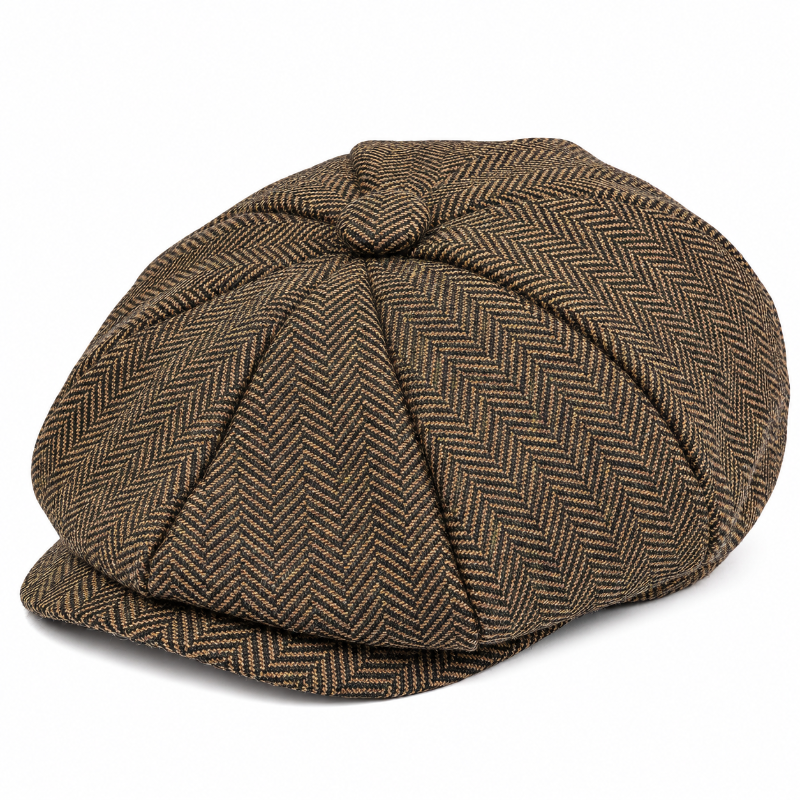 Béret Peaky Blinders marron à motif chevrons