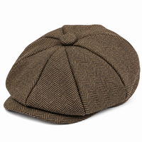 Béret Peaky Blinders marron à motif chevrons